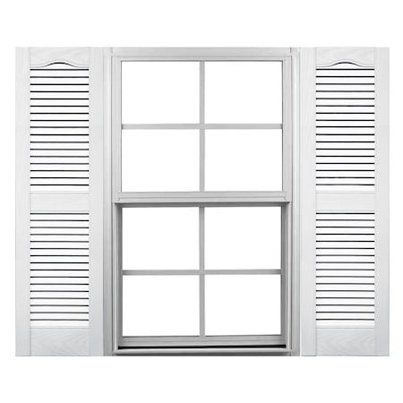 Ekena Millwork Mid-America Vinyl, Standard Size Cathedral Top Center Mullion, Open Louver Shutter, 11460001, PR 00011460001